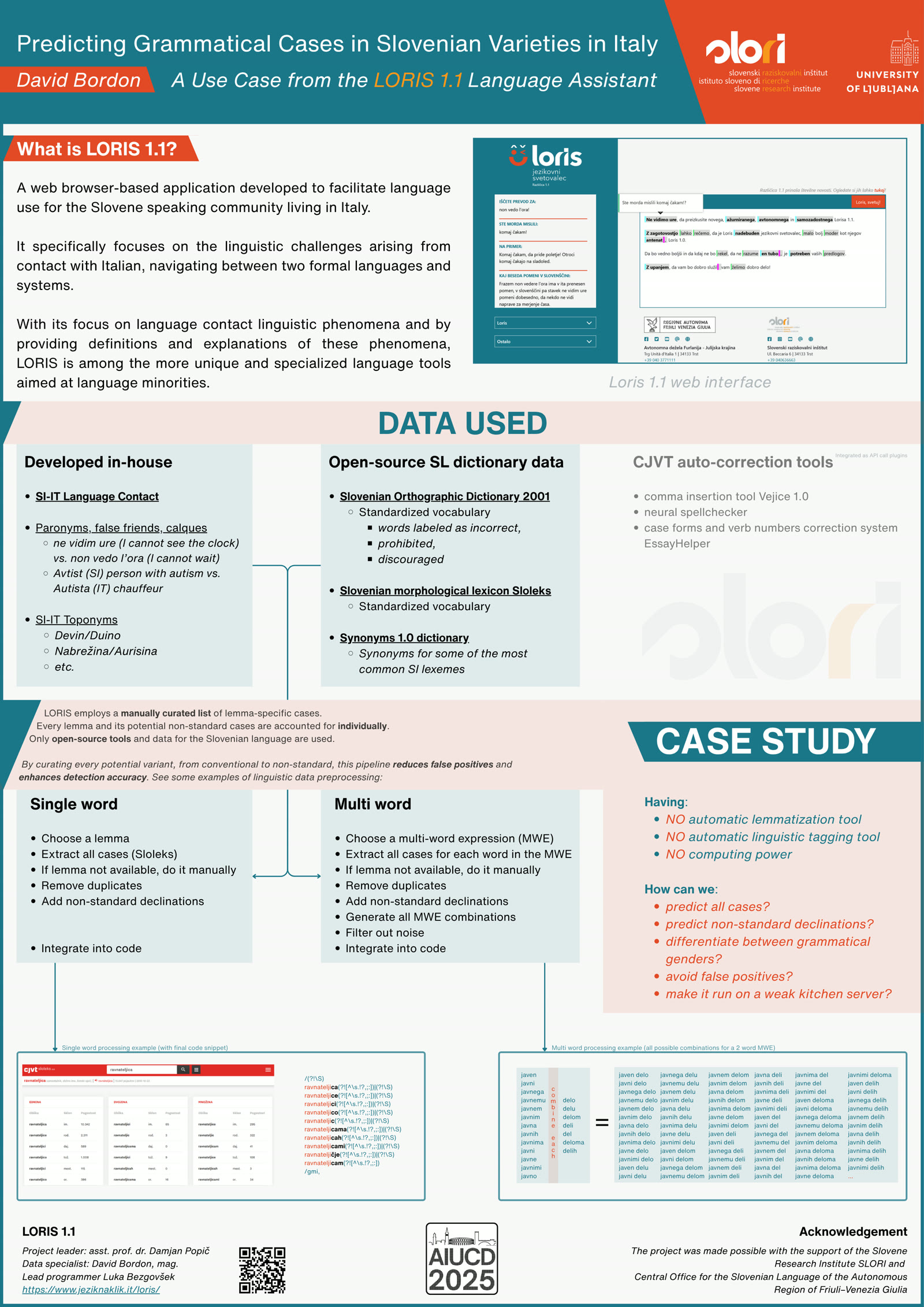 The AIUCD 2025 poster, Predicting Grammatical Cases in Slovenian Varieties in Italy